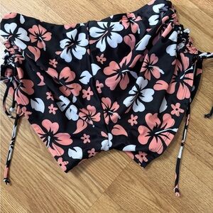 SHEIN Black and Pink Floral Bikini Bottom